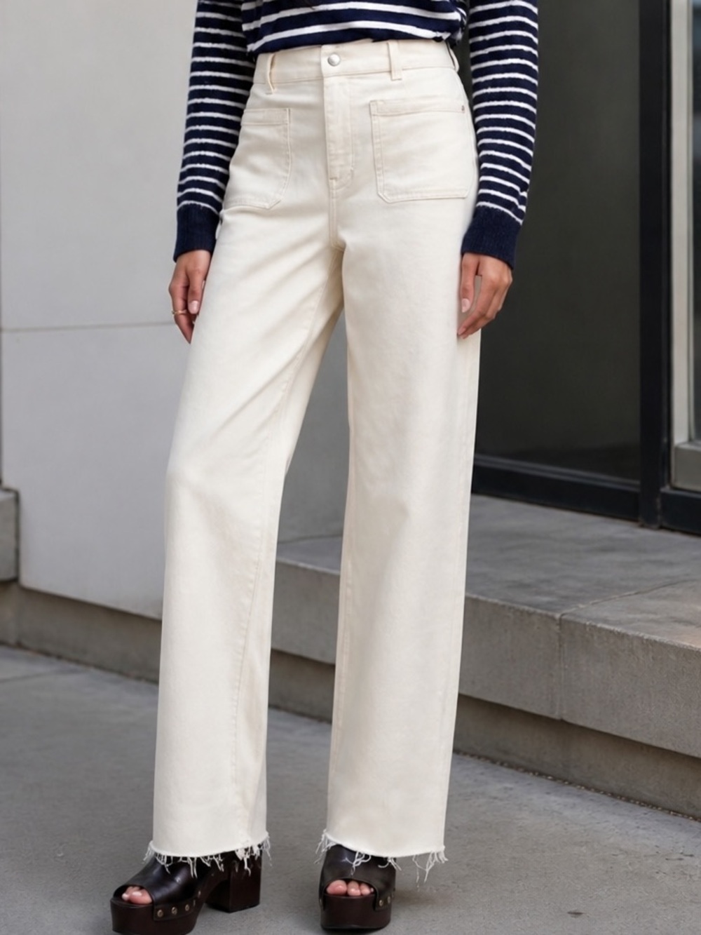 NWT Madewell The Petite Emmett Wide-Leg Full Length Jean: Patch Pocket Edition
